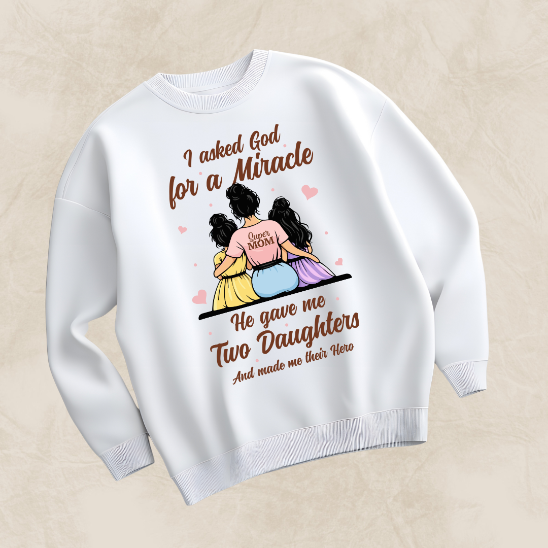 Mom With Two Daughters Unisex Oversized Sweatshirt